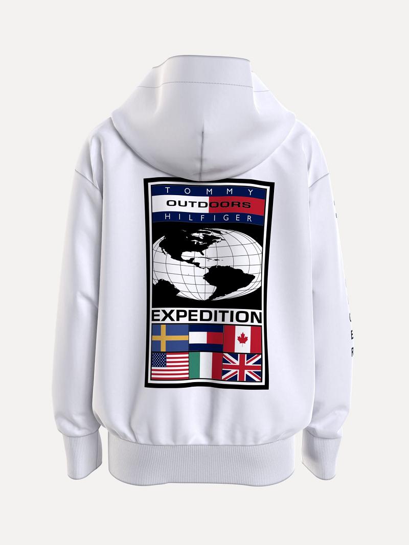 Fiú Tommy Hilfiger Organic Pamut Expedition Hoodies Fehér | HU 2116UZG